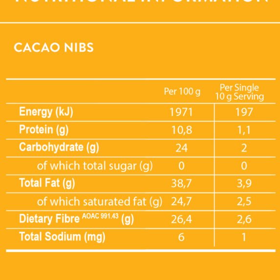 CACAO NIBS Nutritional Label CACAO NIBS Nutritional Label